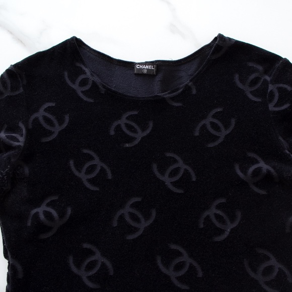 Iconic Chanel Vintage Spring 1996 Black CC Logo Velour 96P Mini Dress - Picture 5 of 16